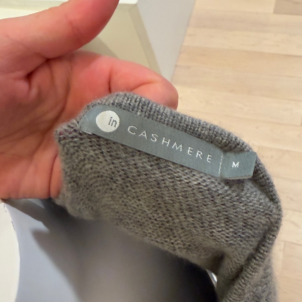 InCashmere Grey Pearl-Dotted Crewneck Sweater - Picture 6 of 7